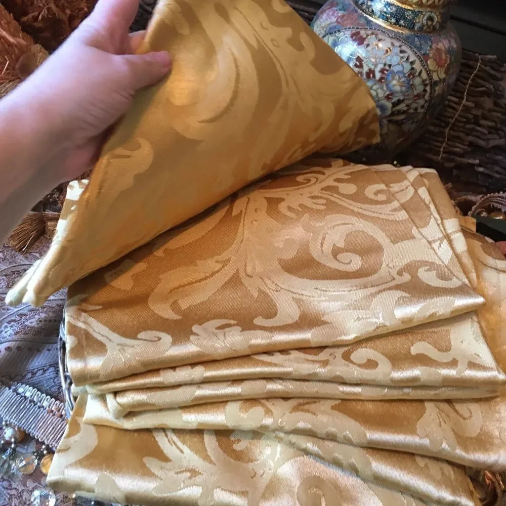 SET OF Yellow Gold Floral Dinner Napkins